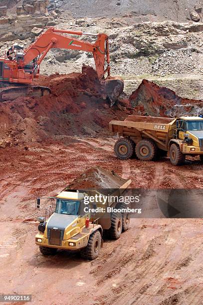 Truck carries ore from a quarry at Metorex's Ruashi copper mine, near Lubumbashi, Democratic Republic of Congo, on Friday, Feb. 8, 2008. Metorex...