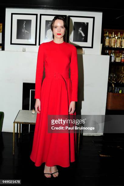 Stacy Martin attends Cohen Media Group and The Cinema Society host the after party for "Godard Mon Amour" at Omar's on April 19, 2018 in New York...