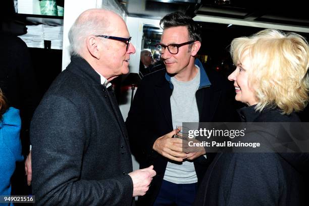 Barry Levinson, Michel Hazanavicius and Dianna Rhodes attend Cohen Media Group and The Cinema Society host the after party for "Godard Mon Amour" at...