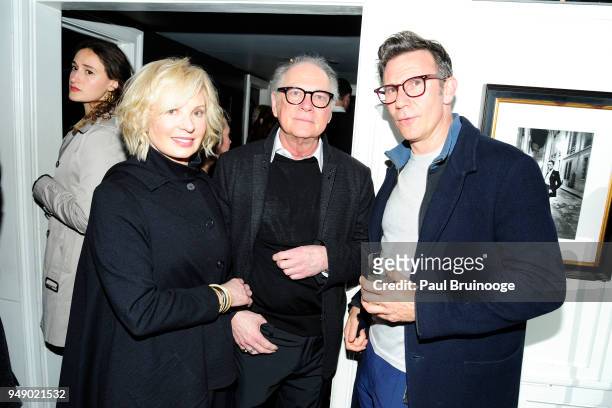 Dianna Rhodes, Barry Levinson and Michel Hazanavicius attend Cohen Media Group and The Cinema Society host the after party for "Godard Mon Amour" at...