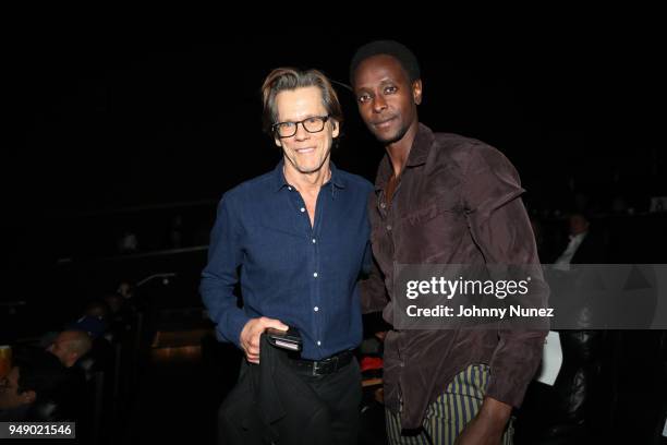 Kevin Bacon and Edi Gathegi attend the "Pimp" Private Screening at Regal Battery Park Cinemas on April 19, 2018 in New York City.