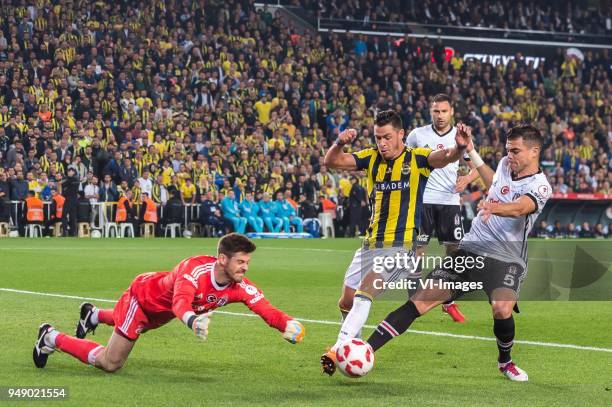 Goalkeeper Fabricio Agosto Ramirez of Besiktas JK , Giuliano Victor de Paula of Fenerbahce SK, Dusko Tosic of Besiktas JK , Kepler Laveran Lima...