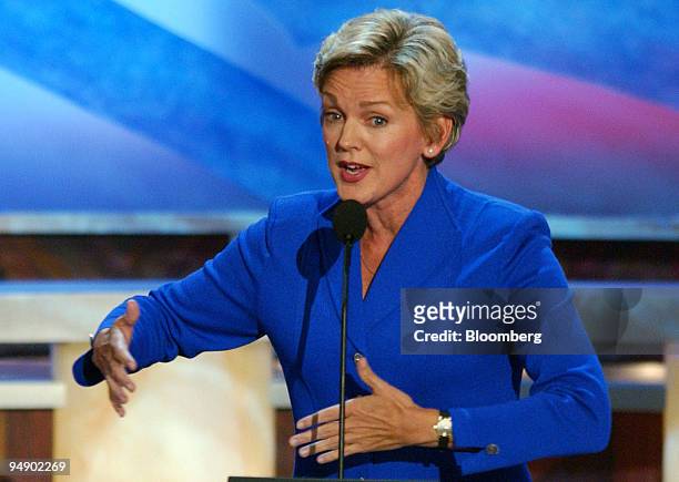 Michigan Governor Jennifer Granholm delivers the keynote address to the third session of the Democratic National Convention in Boston, Massachusetts...