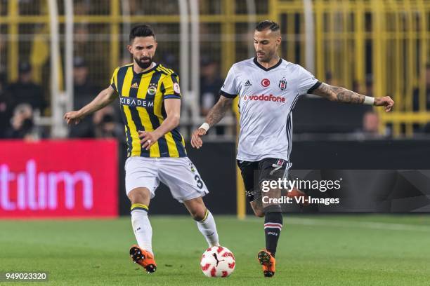 Hasan Ali Kaldirim of Fenerbahce SK, Ricardo Andrade Quaresma Bernardo of Besiktas JK during the Ziraat Turkish Cup match Fenerbahce AS and Besiktas...