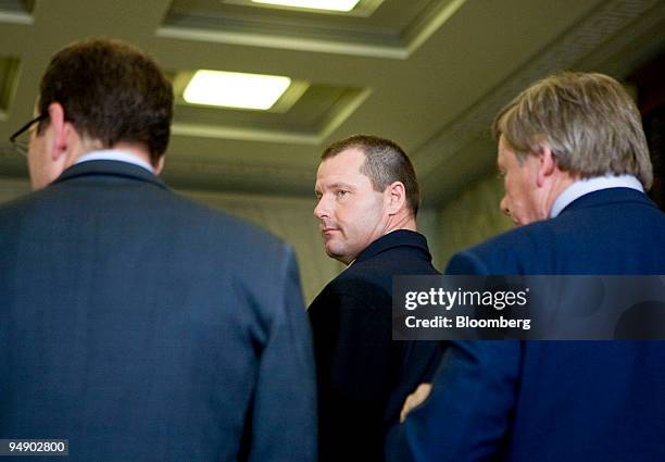 Roger Clemens, a former pitcher with Major League Baseball's New York Yankees, leaves a news conference on Capitol Hill in Washington, D.C., U.S., on...