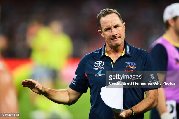 Don Pyke, coach of the Crows looks on during the round five AFL match between the Sydney Swans and the Adelaide Crows at Sydney Cricket Ground on...