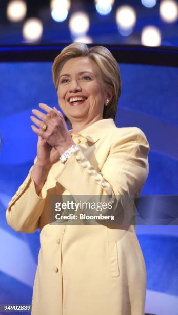 Senator Hillary Rodham Clinton is seen during a "Salute to Women Senators" on the opening night of the Democratic National Convention in Boston,...