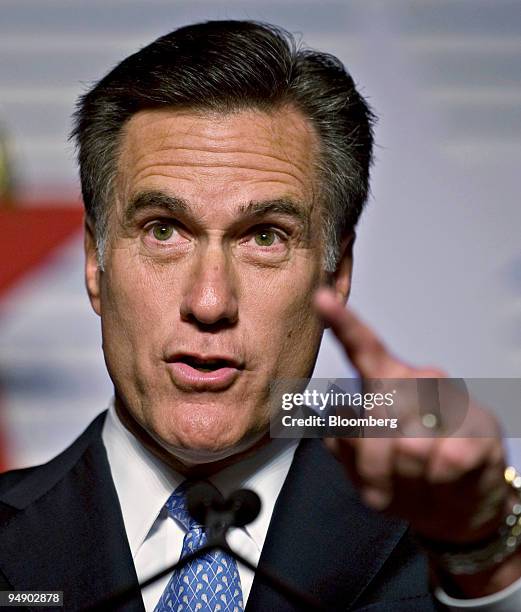 Mitt Romney, former Massachusetts Governor, speaks to the Conservative Political Action Conference in Washington, D.C., U.S., on Thursday, Feb. 7,...