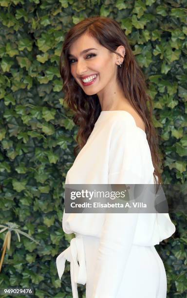 Stella Egitto attends the 'Tu Mi Nascondi Qualcosa' photocall on April 20, 2018 in Rome, Italy.