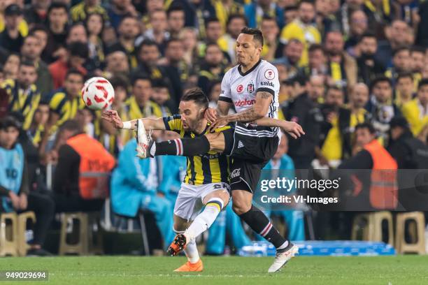 Mathieu Valbuena of Fenerbahce SK, Adriano Correia Claro of Besiktas JK during the Ziraat Turkish Cup match Fenerbahce AS and Besiktas AS at the...