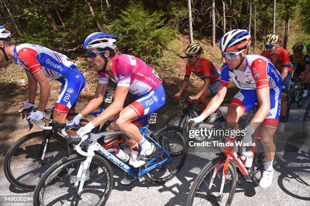 Thibaut Pinot of France and Team Groupama FDJ Purple leaders jersey / Sebastien Reichenbach of Switzerland and Team Groupama FDJ / during the 42nd...