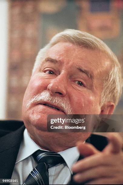 Former Solidarity leader Lech Walesa speaks during an interview in his office in Gdansk, Poland, Friday, August 12, 2005. Walesa, whose Solidarity...