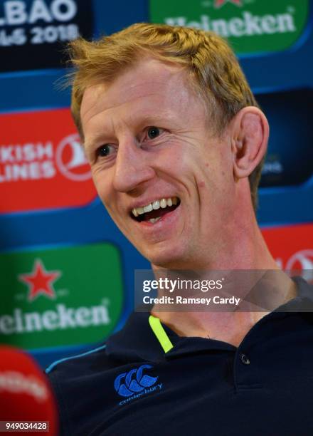 Dublin , Ireland - 20 April 2018; Head coach Leo Cullen during a Leinster Rugby press conference at the Aviva Stadium in Dublin.