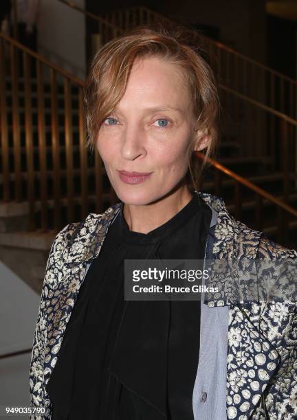 Uma Thurman poses at the opening night arrivals for Lincoln Center Theater's production of "My Fair Lady" on Broadway at The Vivian Beaumont Theater...