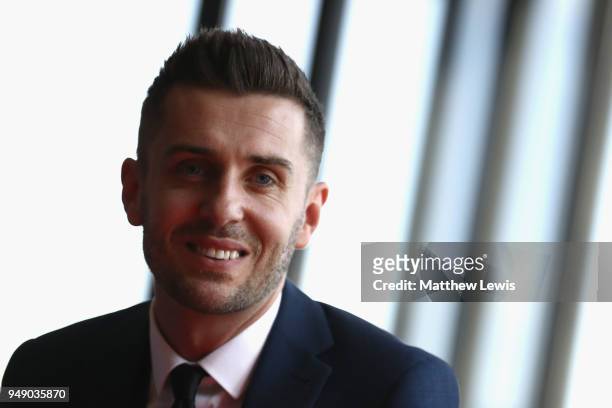 Mark Selby of England pose for a photo during a media day ahead of the World Snooker Championships at Crucible Theatre on April 20, 2018 in...