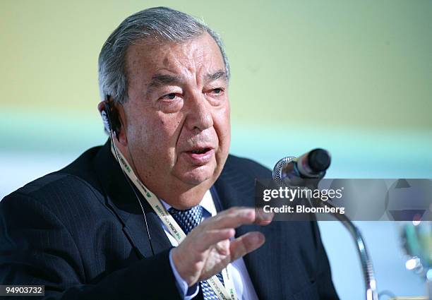 Yevgeny Primakov, president of the Russian Chamber of Commerce and Industry, speaks during the Russia Forum conference in Moscow, Russia, on...