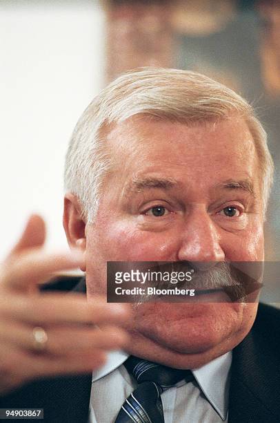 Former Solidarity leader Lech Walesa speaks during an interview in his office in Gdansk, Poland, Friday, August 12, 2005. Walesa, whose Solidarity...