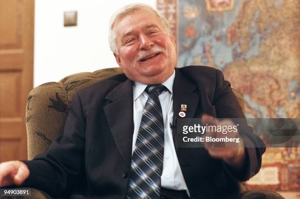 Former Solidarity leader Lech Walesa speaks during an interview in his office in Gdansk, Poland, Friday, August 12, 2005. Walesa, whose Solidarity...