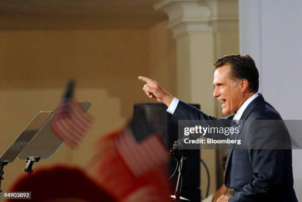 Mitt Romney, former governor of Massachusetts and 2008 Republican presidential candidate, speaks to supporters at a primary night rally in St....