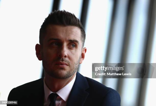 Mark Selby of England looks on during a media day ahead of the World Snooker Championships at Crucible Theatre on April 20, 2018 in Sheffield,...