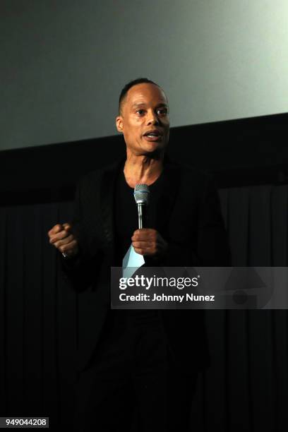 Jason Carroll speaks at the "Pimp" Private Screening at Regal Battery Park Cinemas on April 19, 2018 in New York City.