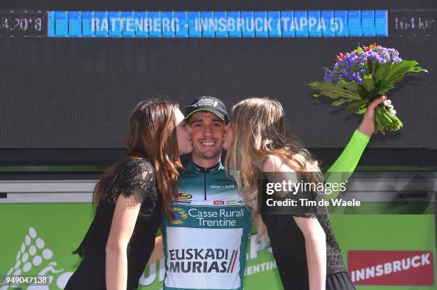 Podium / Oscar Rodriguez of Spain / and Team Euskadi Murias / Green Mountain Jersey / Celebration / Flowers / during the 42nd Tour of the Alps 2018,...