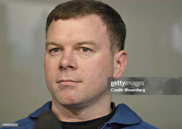 Space Shuttle Discovery Pilot James Kelly speaks during a news conference at Edwards Airforce Base, California,Tuesday August 9, 2005. Discovery,...