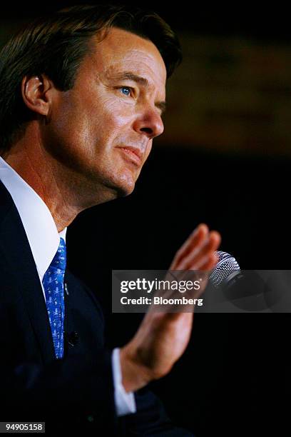 John Edwards, former U.S. Senator from North Carolina and 2008 Democratic presidential candidate, makes a concession speech at the at a primary night...