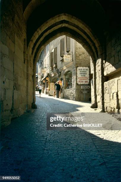 The fortified city of Carcassonne, the city can be entered by the Narbonnaise Gates . Pays cathare: la cité de Carcassonne, on entre dans la cité par...