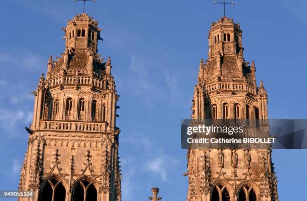 Tours, the cathedral of Saint Gatien and its two twin towers. Built between the XIIIth and XVIth century, it stands on the foundation of older...