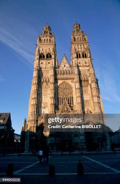 Tours, the cathedral of Saint Gatien and its two twin towers. Built between the XIIIth and XVIth century, it stands on the foundation of older...