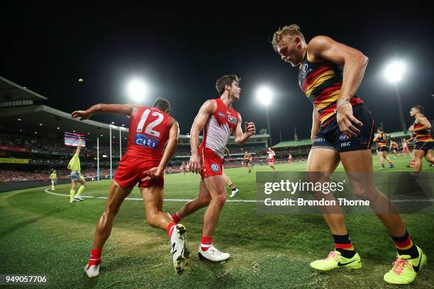 Bryce Gibbs of the Crows looks on during the round five AFL match between the Sydney Swans and the Adelaide Crows at Sydney Cricket Ground on April...