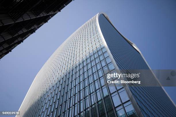 The skyscraper at 20 Fenchurch Street, also known as the 'Walkie-Talkie' stands in the City of London, U.K., on Friday, April 20, 2018. Foreign...