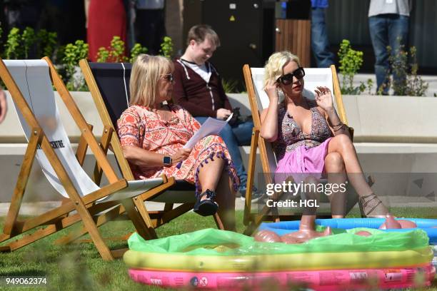 Denise Van Outen & Linda Robson sighting on April 20, 2018 in London, England.