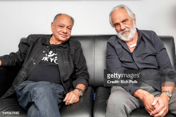 Kerri Doherty of "The IMDb Show" lounges with Cheech and Chong at the Grammy Museum in Los Angeles to help them celebrate the 40th anniversary of the...