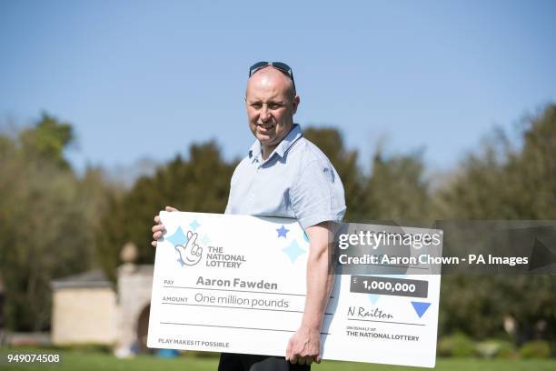 Self employed carpenter and single dad of two, Aaron Fawden celebrates after winning one millions pounds in the EuroMillions UK Millionnaire Maker...