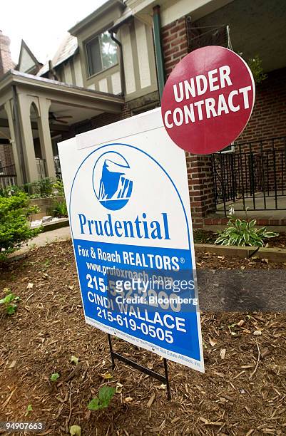 Sign on the lawn of a home that was for sale and is now under contract is seen in Philadelphia, Pennsylvania, Friday, June 25, 2004. U.S. Sales of...