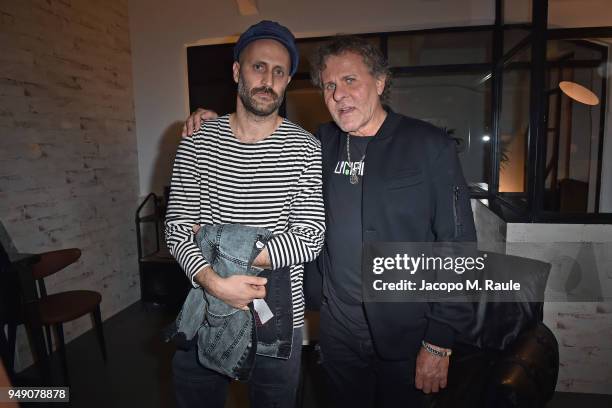 Andrea Rosso and Renzo Rosso attend Diesel Living event during the Milan Design Week on April 18, 2018 in Milan, Italy.