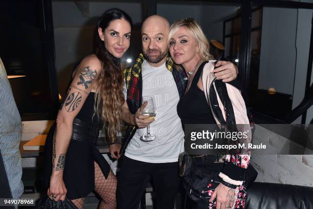 Benedetta Mazzini and Paola Barale attend Diesel Living event during the Milan Design Week on April 18, 2018 in Milan, Italy.