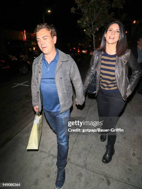 Joe Lo Truglio and Beth Dover are seen on April 19, 2018 in Los Angeles, California.