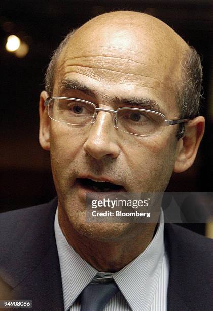 Patrick Kron, chief executive of Alstom speaks at the 'Circulo de Economia' congress in Sitges, Spain, Friday, June 18, 2004. Alstom, which has built...