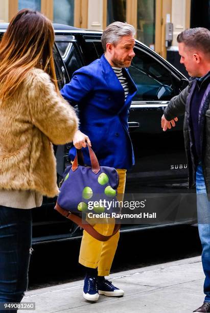 Actor Martin Freeman is seen walking in Soho on April 20, 2018 in New York City.