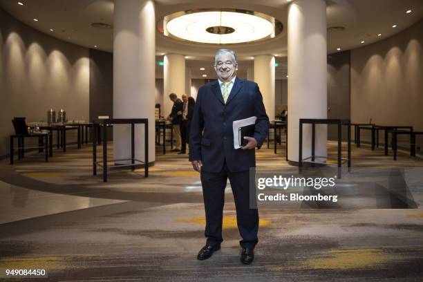 Danie van der Merwe, acting chief executive officer of Steinhoff International Holdings NV, poses for a photograph following the company's annual...