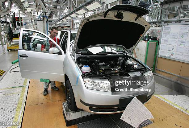Skoda cars are assembled at the Skoda plant in Mlada Boleslav, Czech Republic, Friday, June 18, 2004.