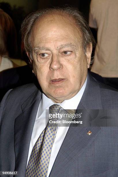 Jordi Pujol, leader of the Convergence and Union coalition in Spain speaks at the 'Circulo de Economia' congress in Sitges, Spain, Friday, June 18,...