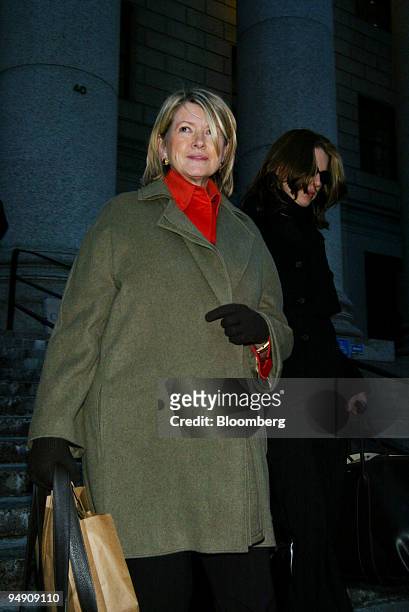 Martha Stewart exits the federal courthouse in New York, February 2, 2004 with her daughter Alexis, right.