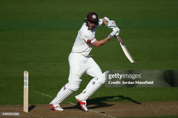 Rikki Clarke of Surrey bats during day one of the Division One Specsavers County Championship match between Surrey and Hampshire at The Kia Oval on...