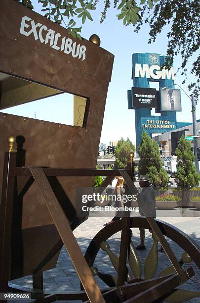 The Excalibur Hotel and MGM Grand Hotels face each other on the Strip in Las Vegas, Nevada on June 11, 2004. MGM Mirage, the No. 3 U.S. Casino...