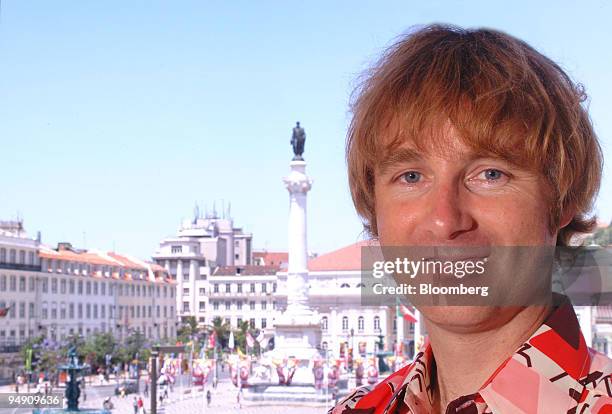 Bloomberg News reporter Darren Tulett is seen in Lisbon, Portugal where he will be covering the Euro 2004 soccer tournament, June 11, 2004.