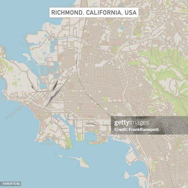 richmond, kalifornien usa stadtstraße karte - bucht-von-san-francisco stock-grafiken, -clipart, -cartoons und -symbole